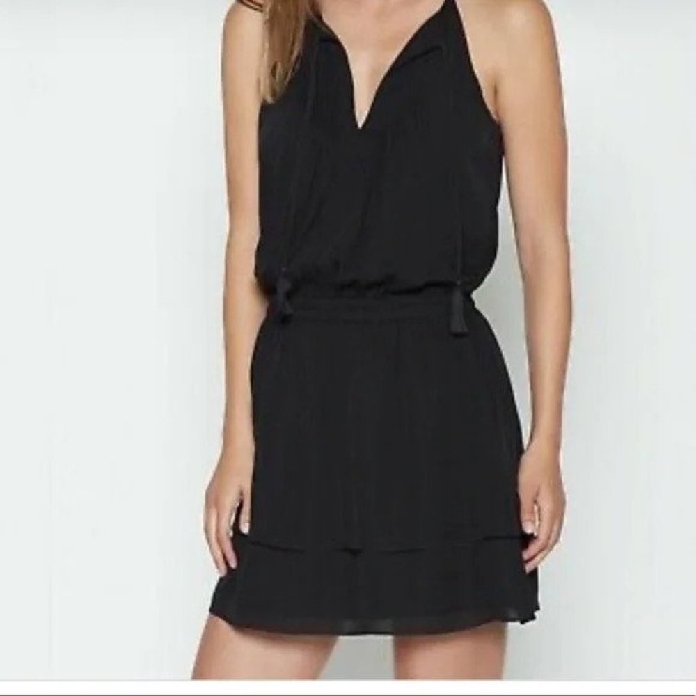 JOIE Jossa Georgette Mini Dress in Black, XS
